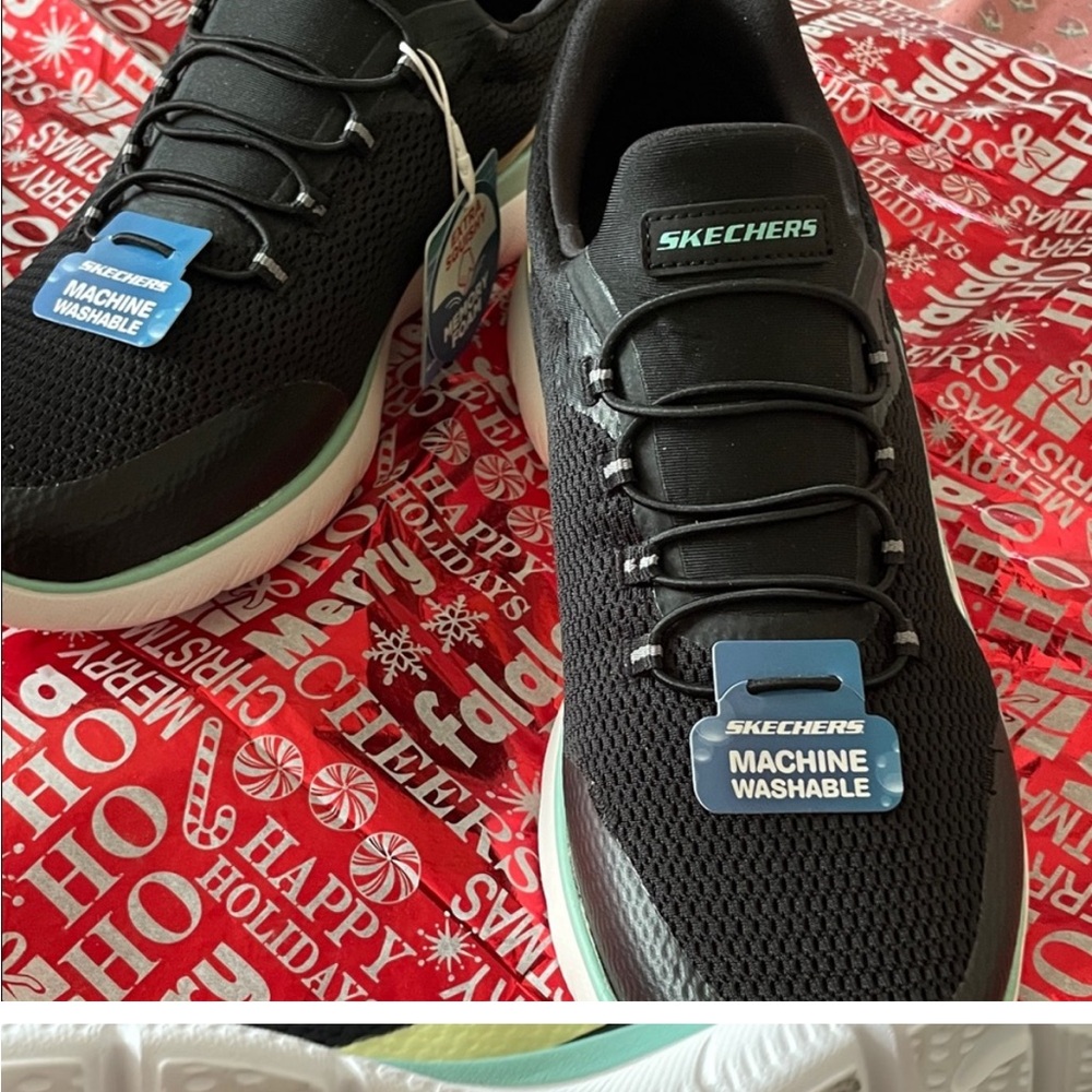 Skechers Men's Black and White Sneakers